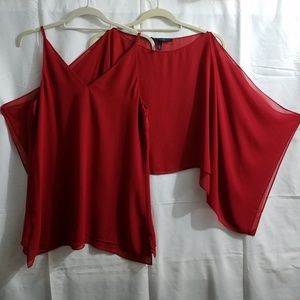 White House Black Market Red Blouse Sz S
